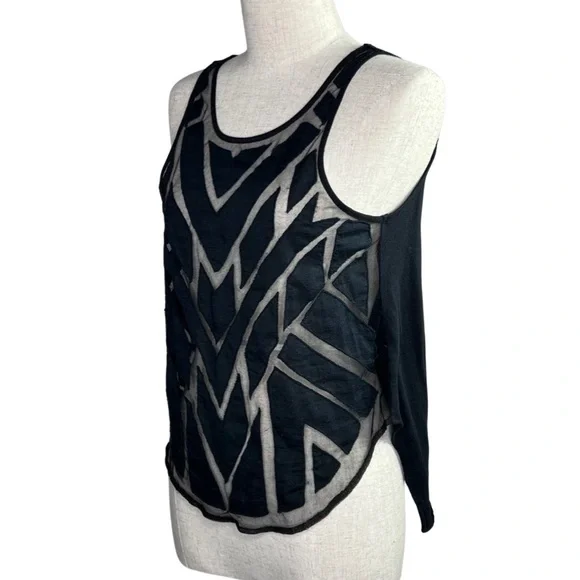 Free People Women’s Black Etheral Daze Ginger Hi Low Cutaway Tank Top XSmall - Picture 6 of 7